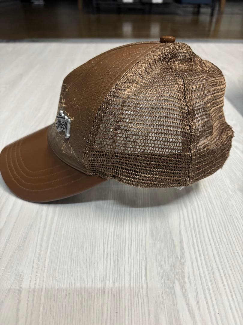 stussy メッシュキャップ ヴィンテージ 本革 90s 00s ブラウン - メルカリ