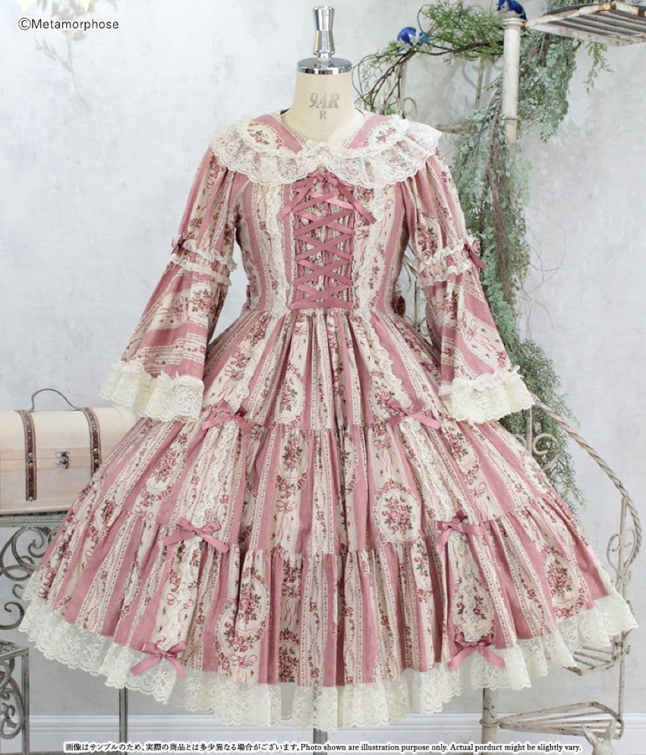 メタモルフォーゼ☆アンティークブーケ姫袖ワンピース☆プラスサイズ