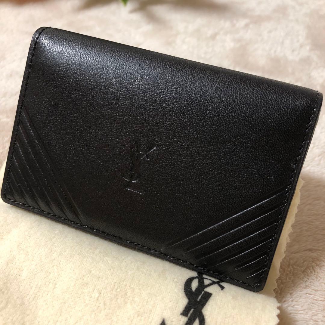 未使用　イブサンローラン　カードケース　ブラック　レザー　名刺入れ　IDケース サンローラン SAINT LAURENT 533040 0U40W 1000 名刺入れ カードケース