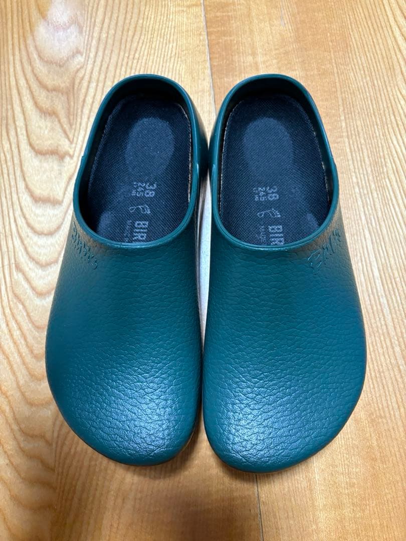 新品 スーパー ビルキー グリーン 緑 24.5cm 38 ビルケン サンダル