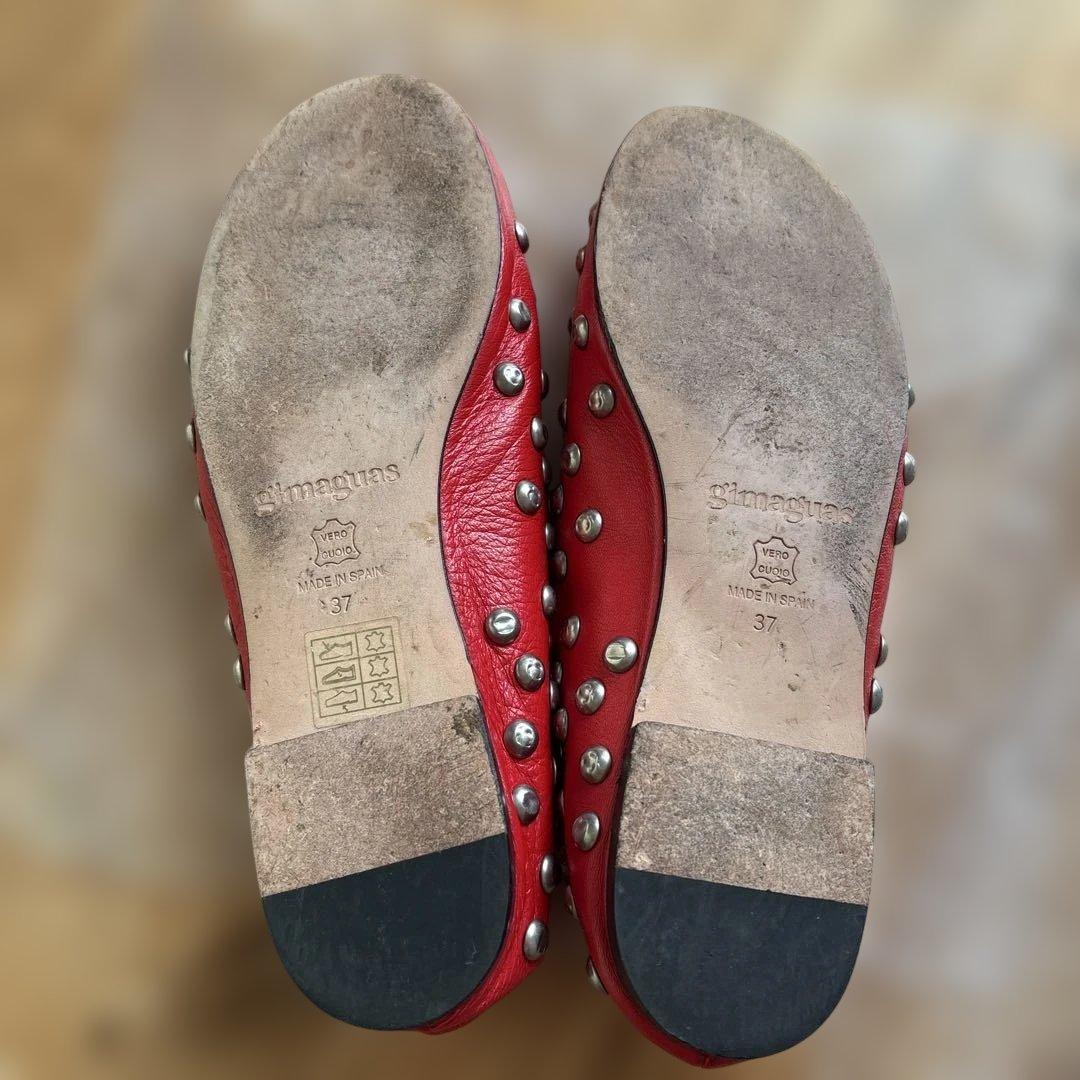 Gimaguas ギマガス バレリーナシューズ 赤 レザー スタッズ 37