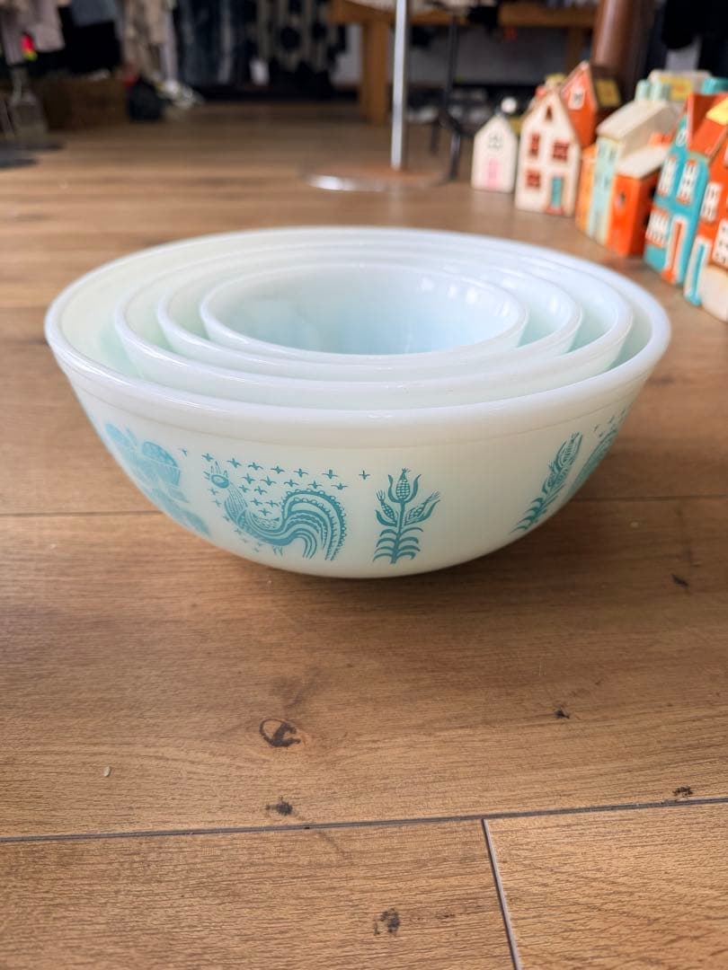 オールドパイレックス ミキシングボウル アーミッシュ・バタープリント