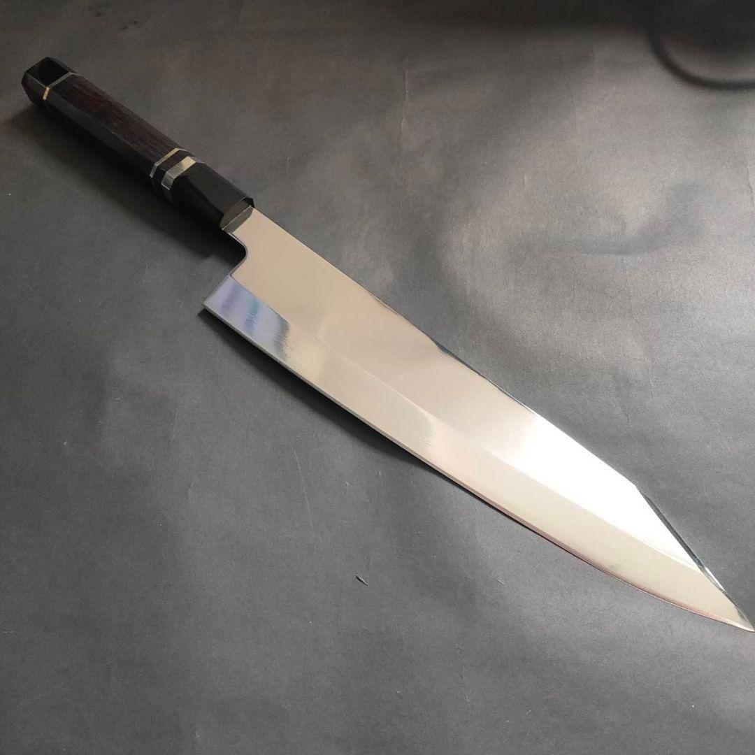 k*0様 ウルトラ鏡面銀三本焼 刀型切付包丁285mm 黒檀銀巻柄 柳刃包丁 薄刃(関東) 銀三本焼 鏡面 黒檀水牛柄 180mm – MUSASHI