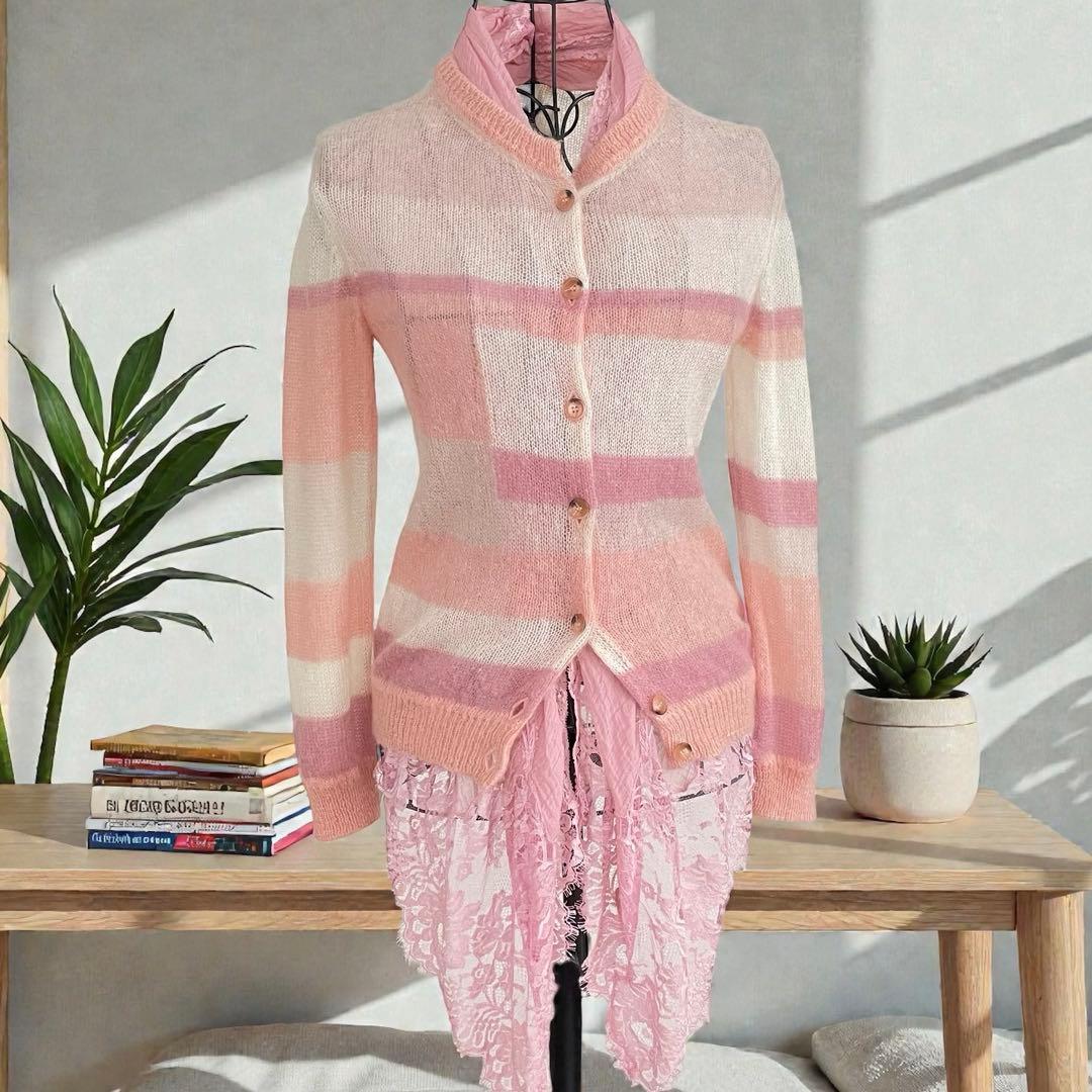 ERMANNO SCERVINO モヘヤ混ニット カーディガン ストール一ピンク ROPE