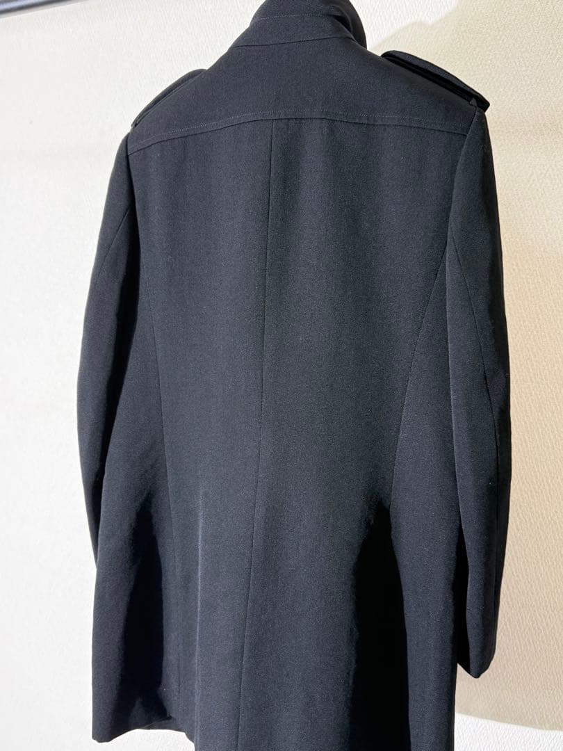 ヨウジヤマモト 02aw レザー切り替え ウールコート - ジャケット