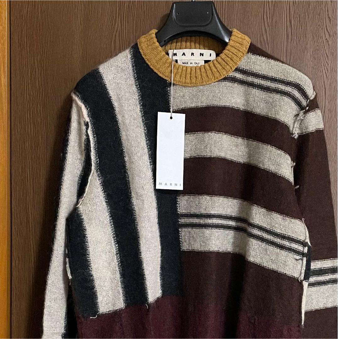 46新品 MARNI メンズ モヘア ニット カラーブロック セーター マルニ