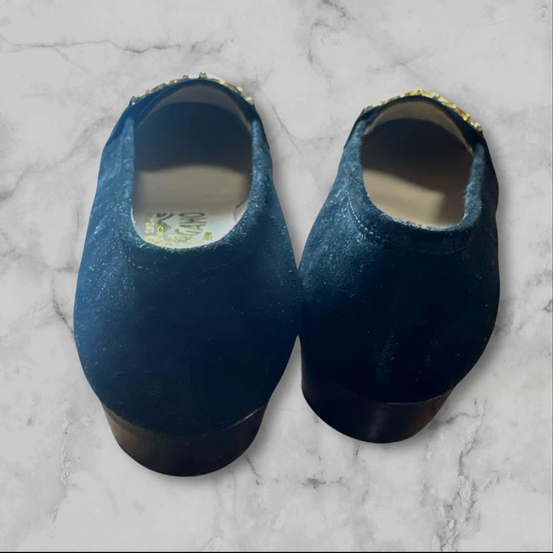 S*e様 フェラガモ ローファー ガンチーニ ヒール 黒 ベロア サイズ 5 1