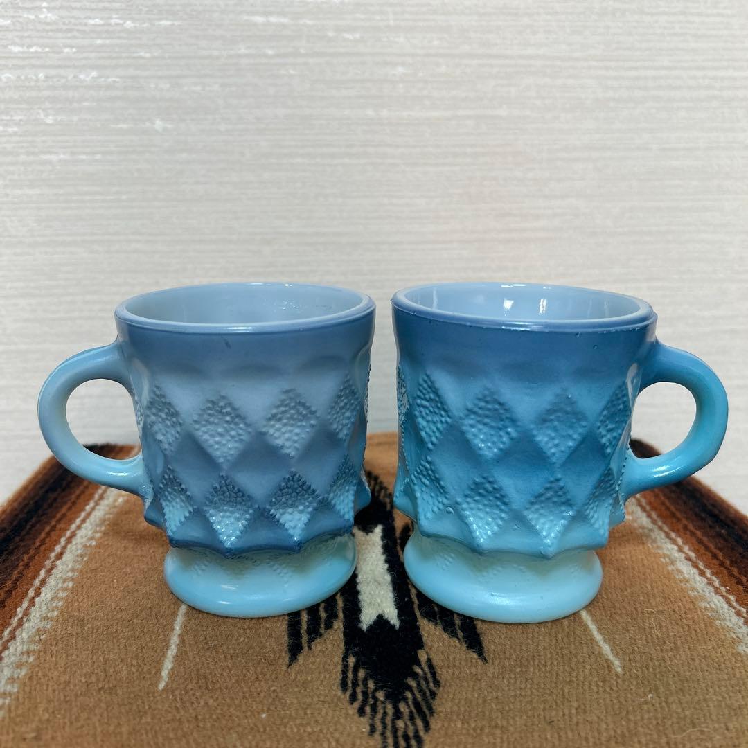 ファイヤーキング　キンバリーブルーマグカップ 2個セット FIRE KING ファイヤーキング キンバリー マグ 青 : ファイヤーキング