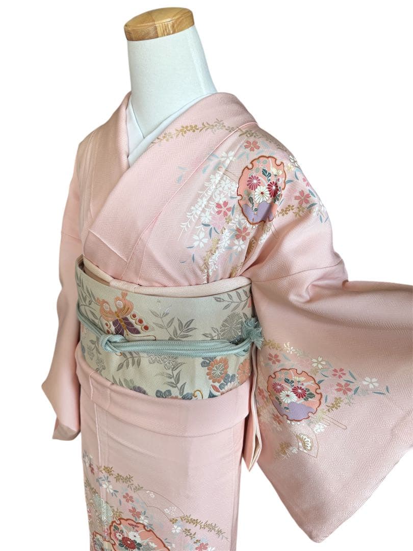 Rin様専用 高級訪問着 金彩友禅 枝垂れ桜 雪輪 ピンク - メルカリ