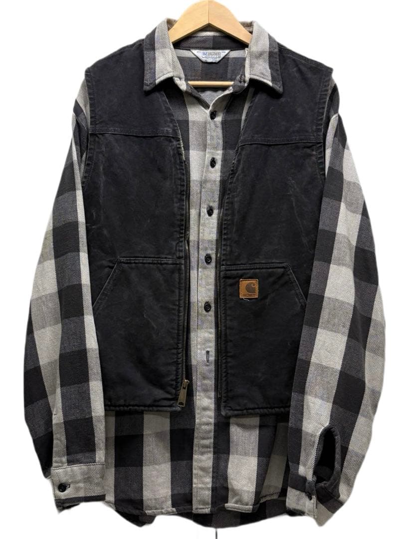 00s カーハート ダック ベスト 裏ボア 鬼フェード ブラック メキシコ製