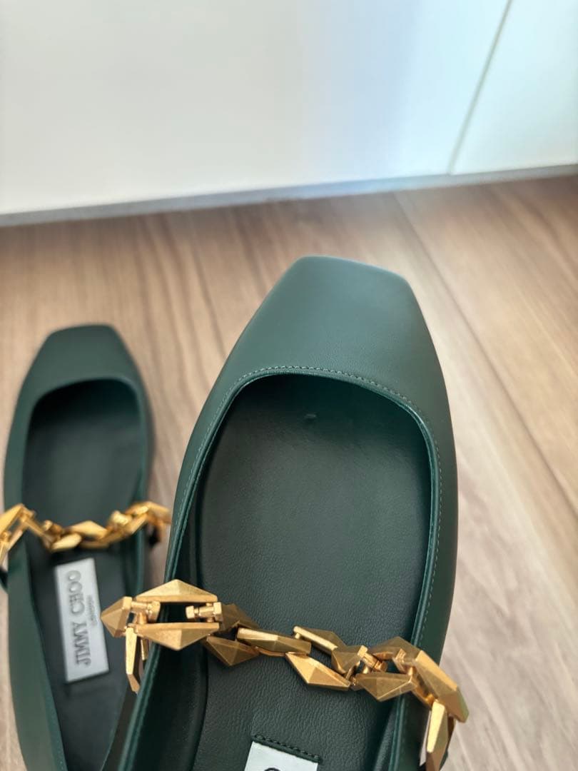 ジミーチュウ ダイヤモンド ティルダ チェーン フラットシューズ