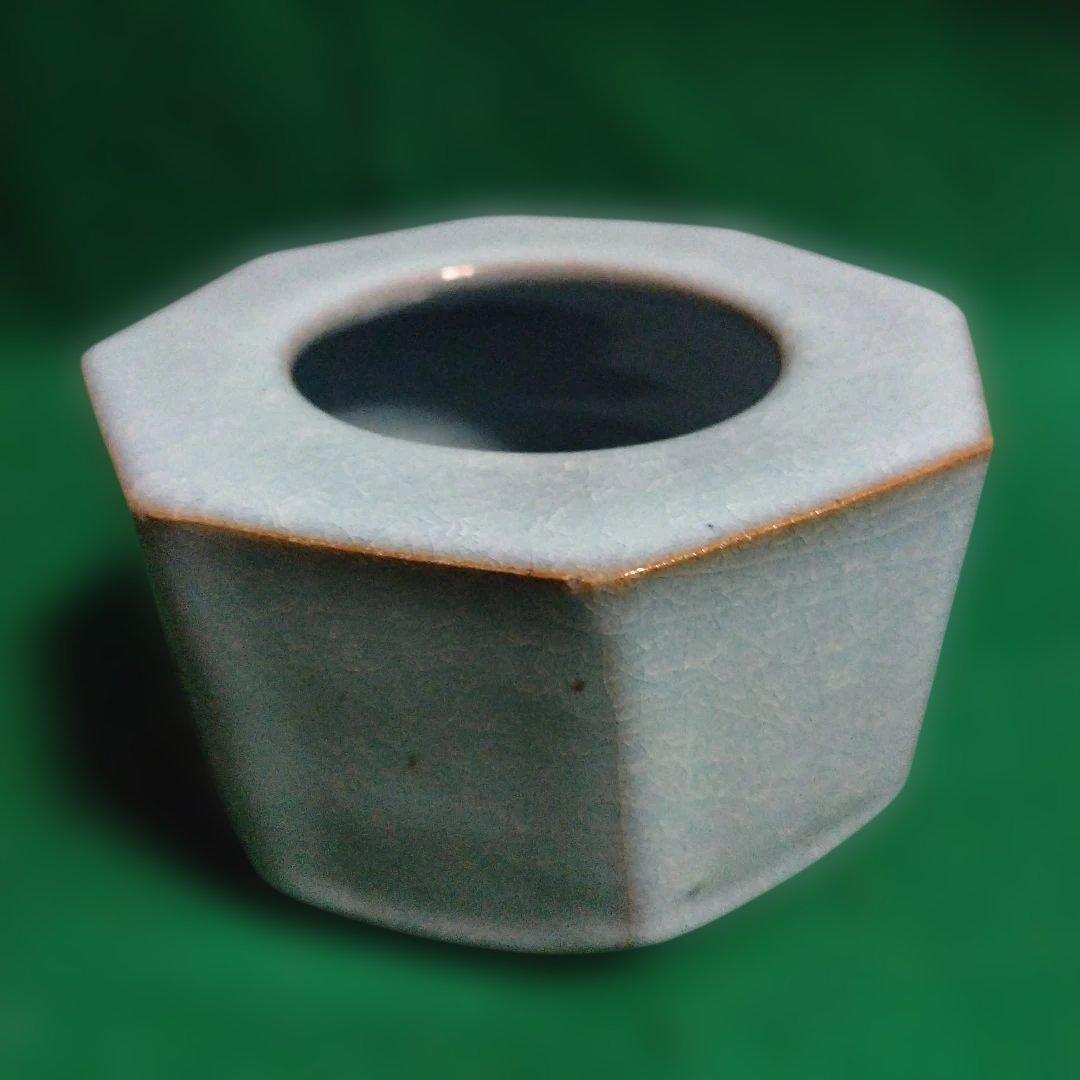 青い八角形陶器容器 木箱付き 木村盛伸 釣青釉面取 器 - メルカリ