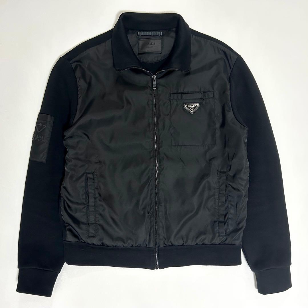 a*n様 美品 PRADA プラダ ナイロンジャケット 黒 L ロゴ Re-Ny プラダ PRADA ナイロンジャケット メンズ RE-NYLON ブラック SGB685 S