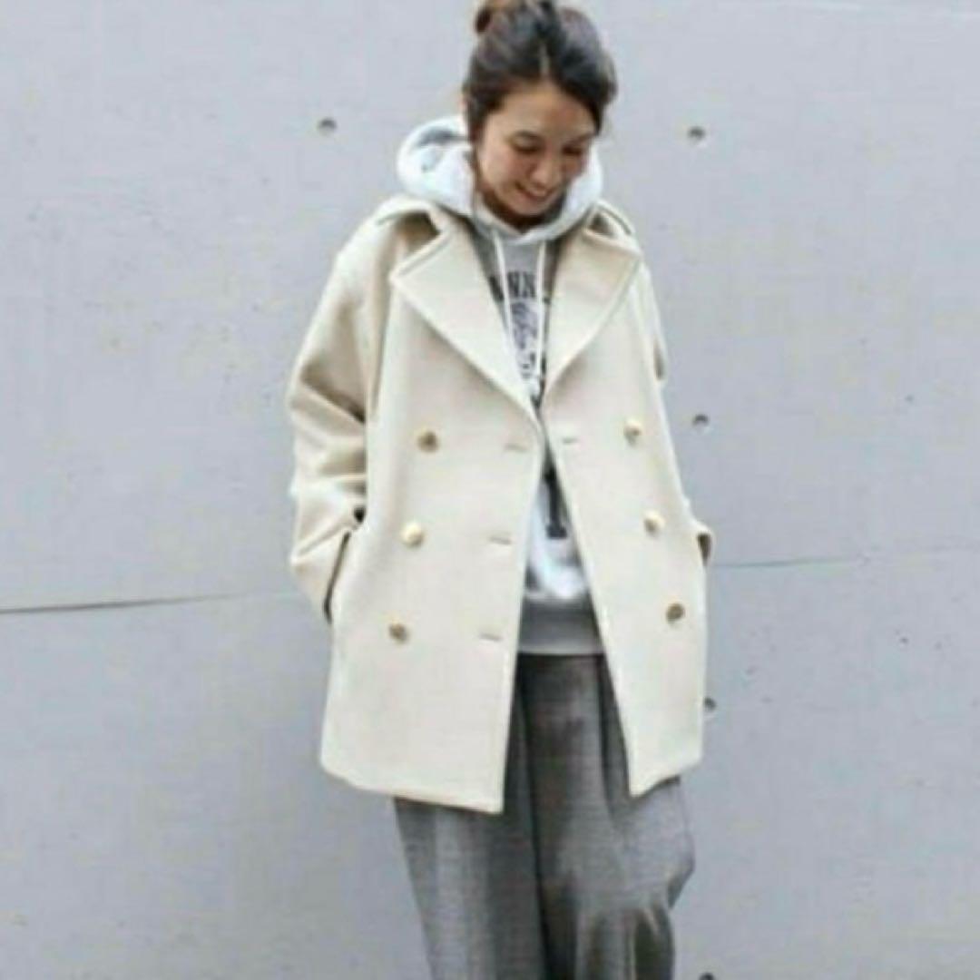 美品☆フレームワーク ラムリバーメルトンPコート 金ボタン 38 M