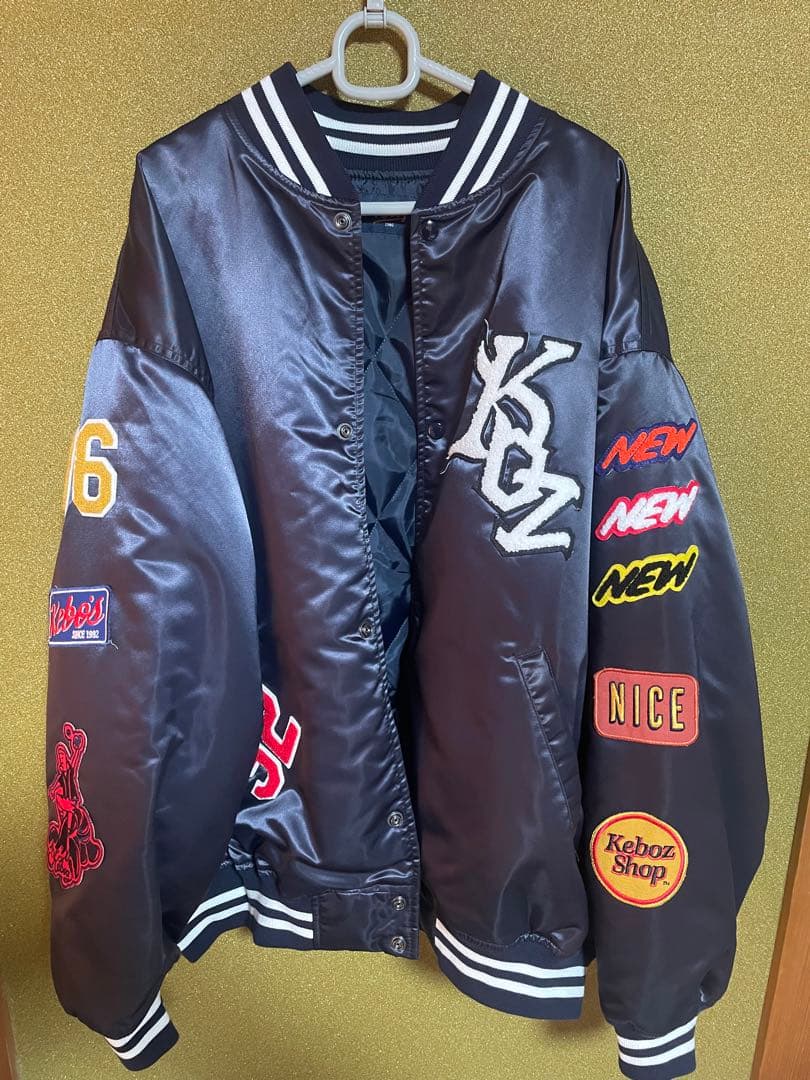 ケボズ Keboz スタジャン MA-1 XL 中古・古着通販】KEBOZ (ケボズ) スタジャン ブラック×オレンジ サイズ