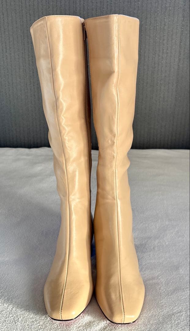 ミシェルマカロン 美脚ロングブーツ ベージュ Mサイズ 23.5~24cm www