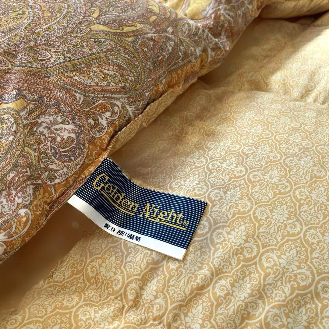 東京 西川産業 羽毛布団 ダブルサイズGolden Night ペイズリー柄