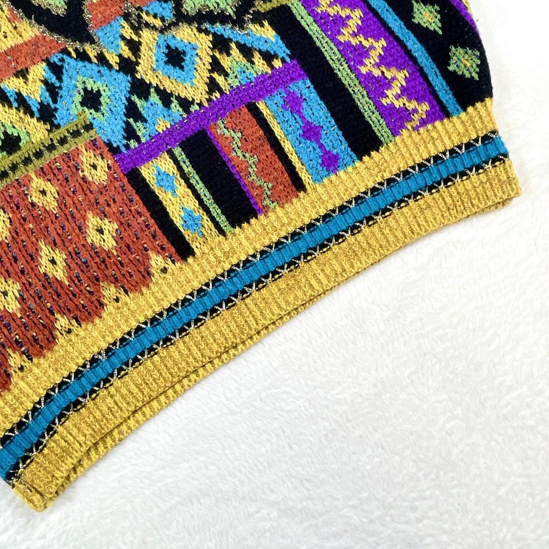 希少】FICCE (フィッチェ) 幾何学模様 ニットセーター マルチカラー