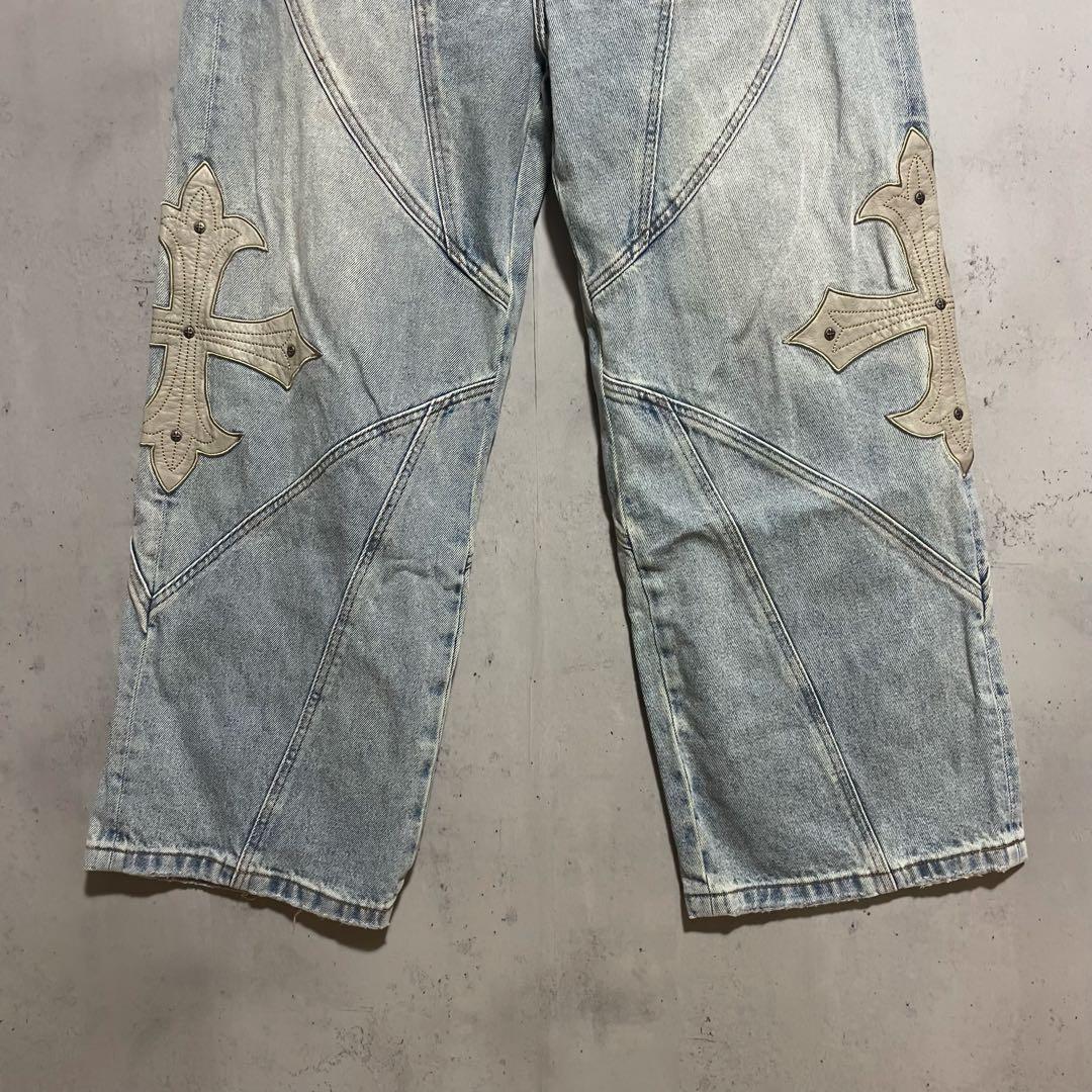 SUPPLIER サプライヤー クロスレザーパッチ バギーデニムパンツ - メルカリ