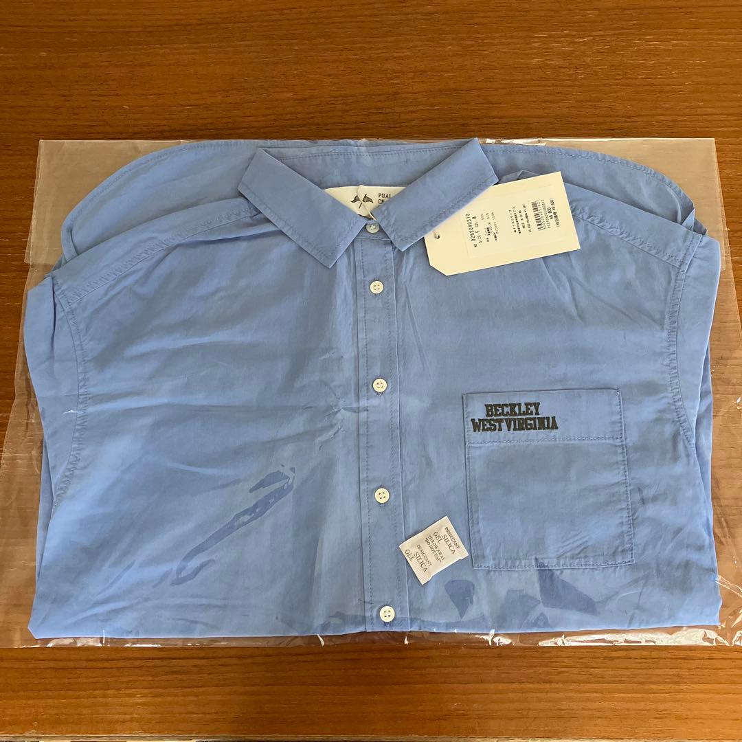 《新品タグ付き》ピュアルセシン コットンリヨセルロゴ刺繍シャツ ブルー