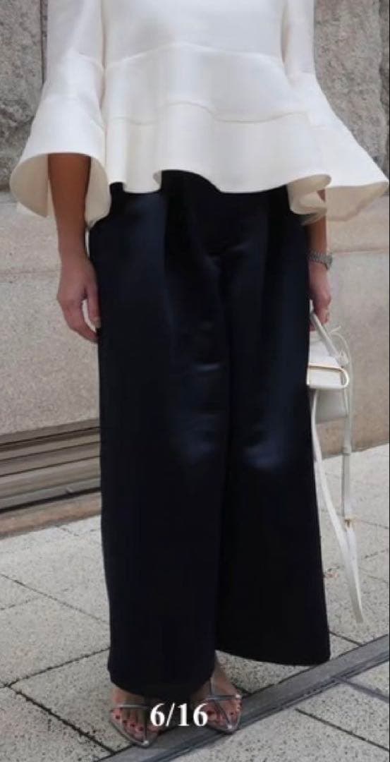 へイヴ　サテンフレアガウチョパンツ　ネイビー 丈が選べるフレアガウチョパンツ レディース ボトムス[品番