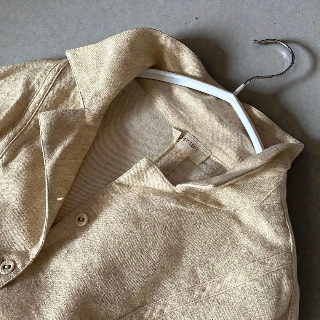 新品タグ付✨genten ゲンテン 綿 麻 毛 ワンピース 羽織り 40 L - メルカリ