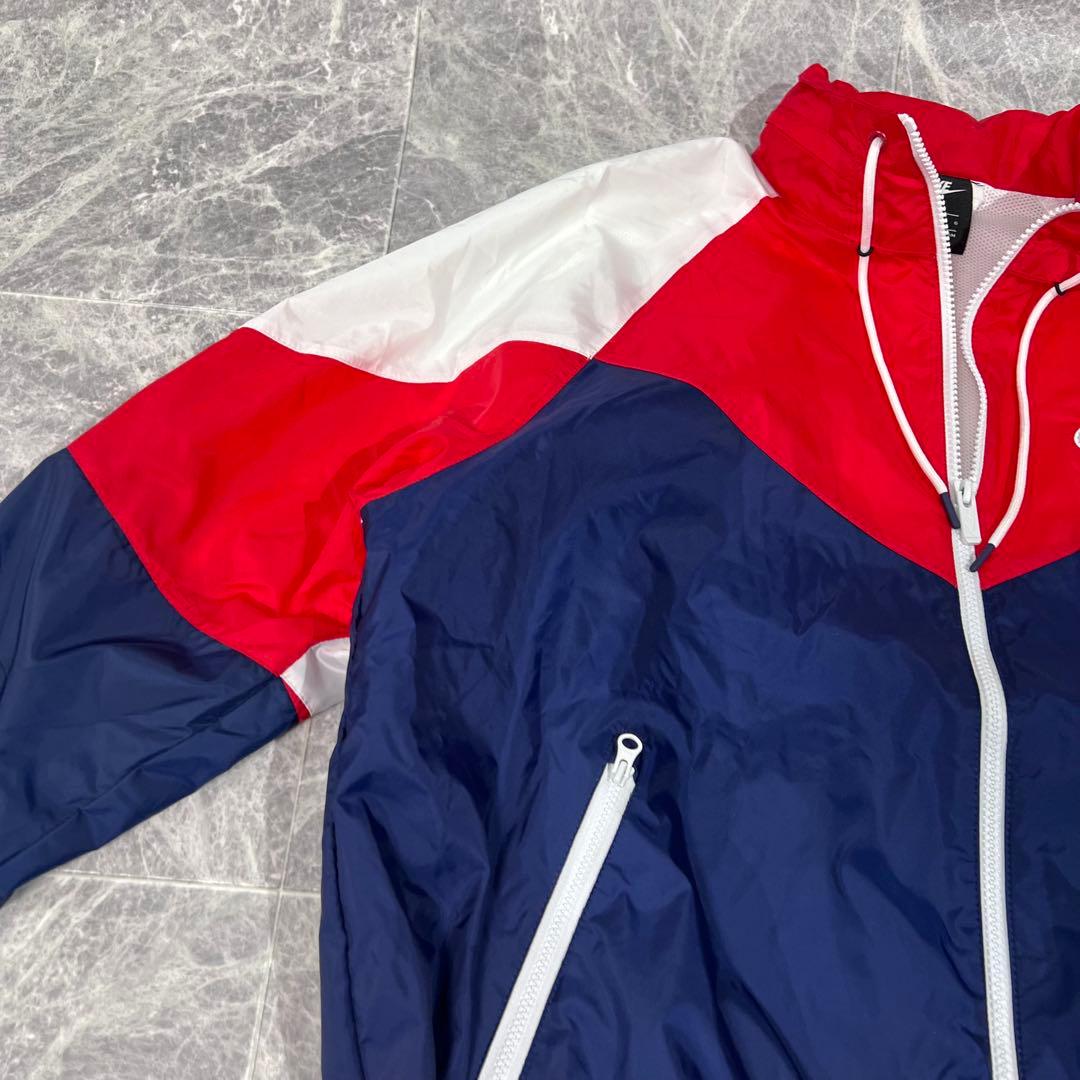 NIKE ナイキ ナイロンジャケット フード収納 トリコロール メンズ L