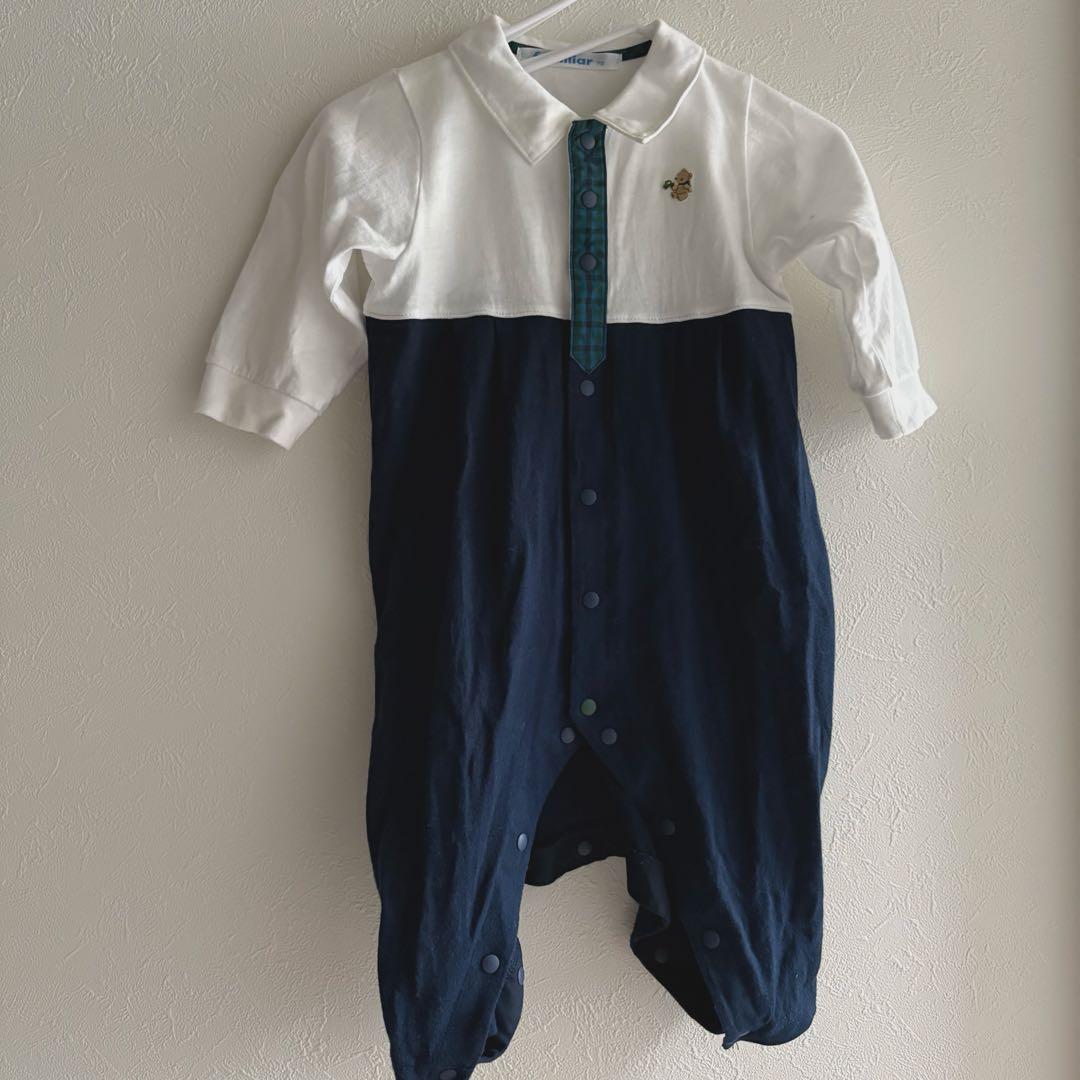 familiar ファミリア 襟付きロンパース ホワイト・ネイビー - メルカリ
