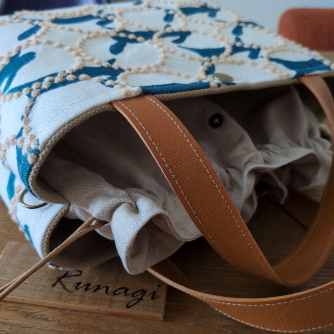 1561】あおりポケットの巾着バッグ＊ミナペルホネンの通販｜beswd.com