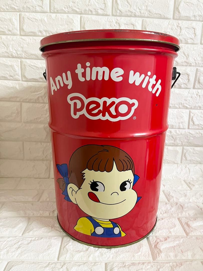ペコちゃん 昭和レトロ 不二家 スチール缶 スツール アンティーク