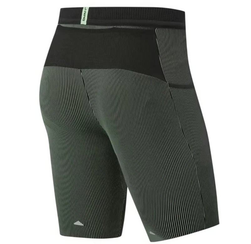 Mサイズ】Li-Ning リーニン ランニングタイツ（黒X緑）