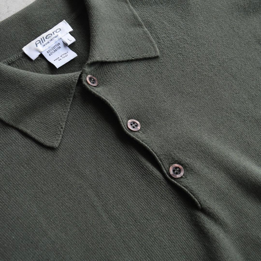90s Allora コットンニットポロ セーター L イタリア製 ヴィンテージ