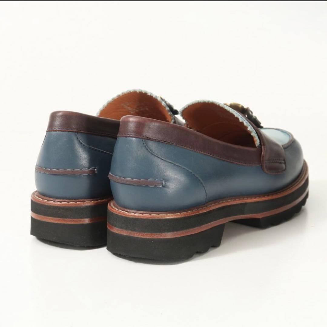 【美品】コーチ レザー 厚底ローファー 23.5cm フラワーモチーフ