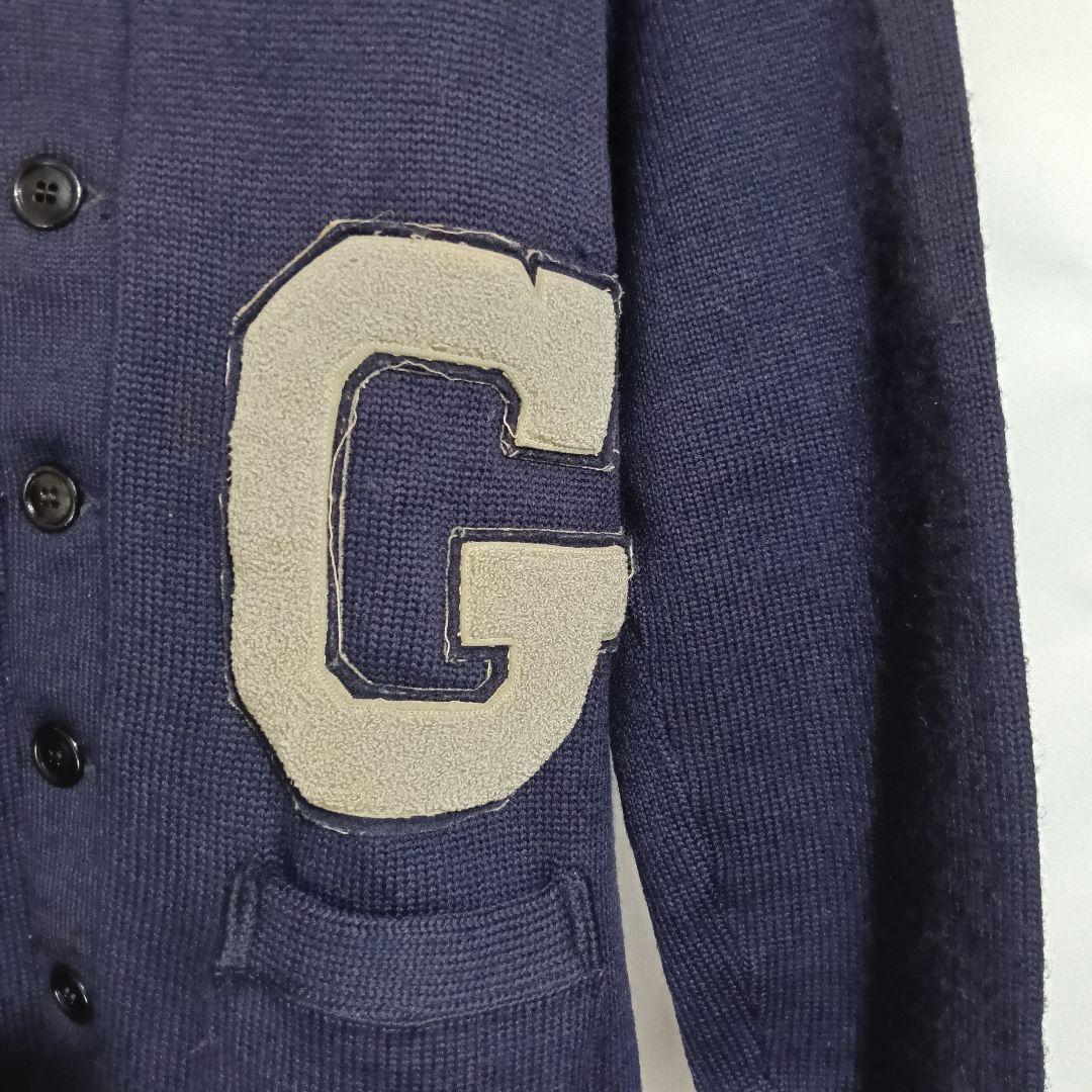 50s ビンテージレタードカーディガン ネイビー L - メルカリ