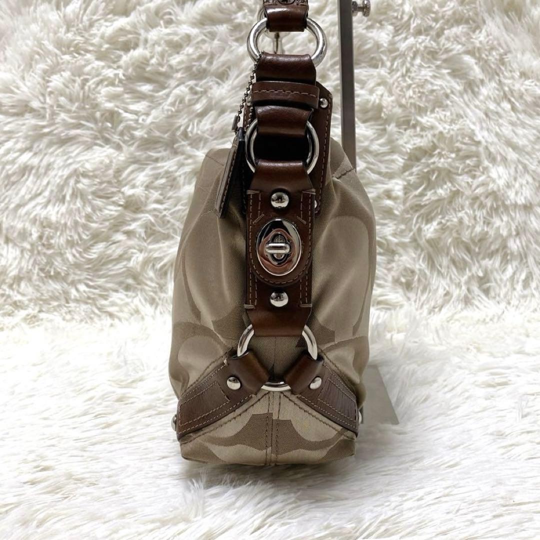 COACH シグネチャー ワンショルダーバッグ キャンバス ターンロック