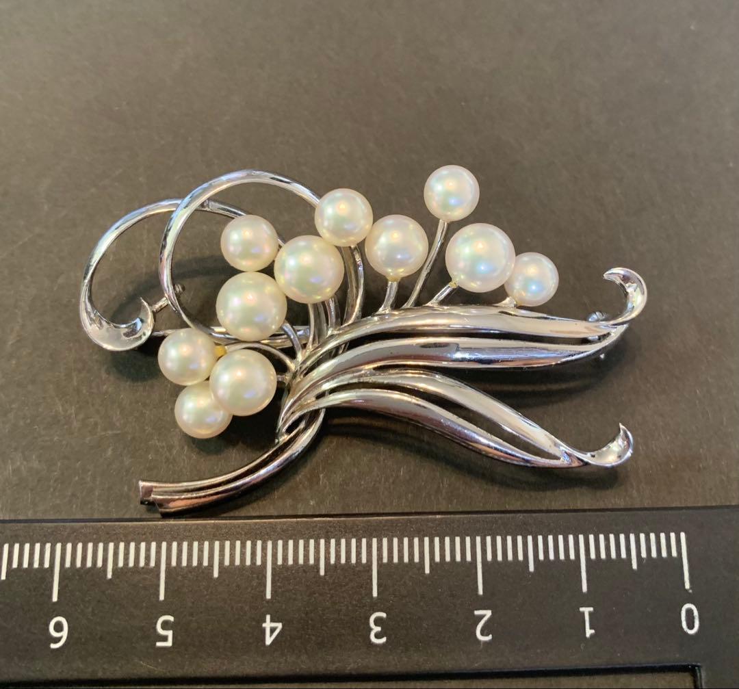 MIKIMOTOミキモトブローチアコヤ真珠本パール 11珠 シルバー皇室御用達