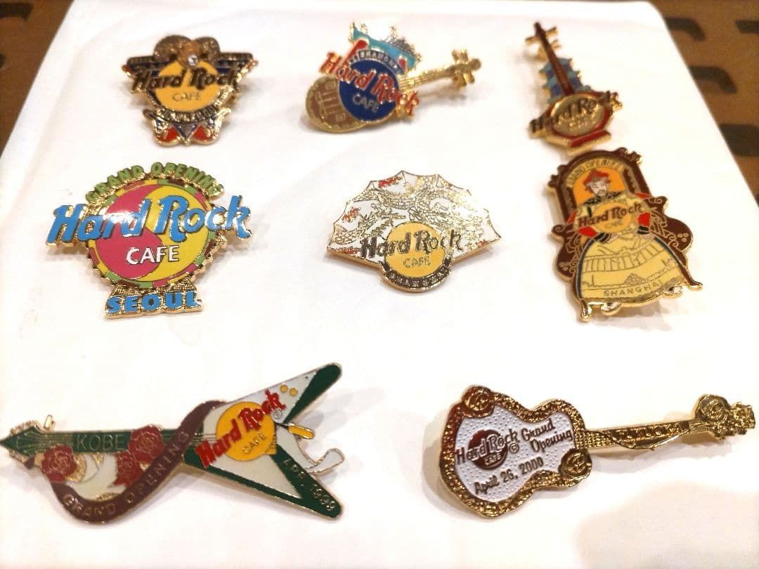 ハードロックカフェ　グランドオープニングピン　５都市　８個セット　バラ売り相談可 ハードロックカフェ グランドオープニングピン 5都市 8個セット バラ