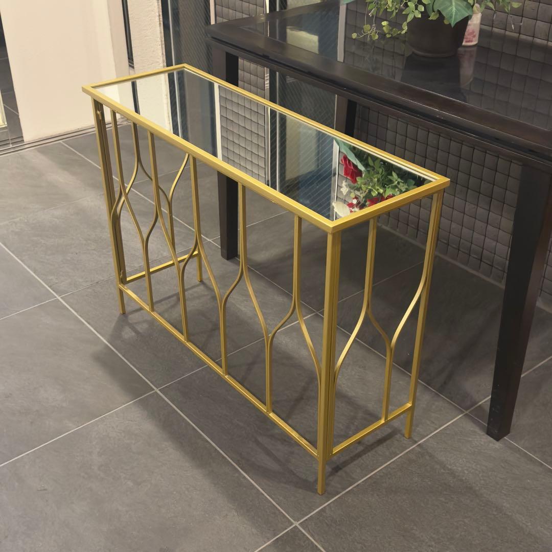 メ*リ様 コンソールテーブル　ゴールド　金　& ミラー作業台 楽天市場】コンソールテーブル ホワイト×ゴールドアイアン コンソール