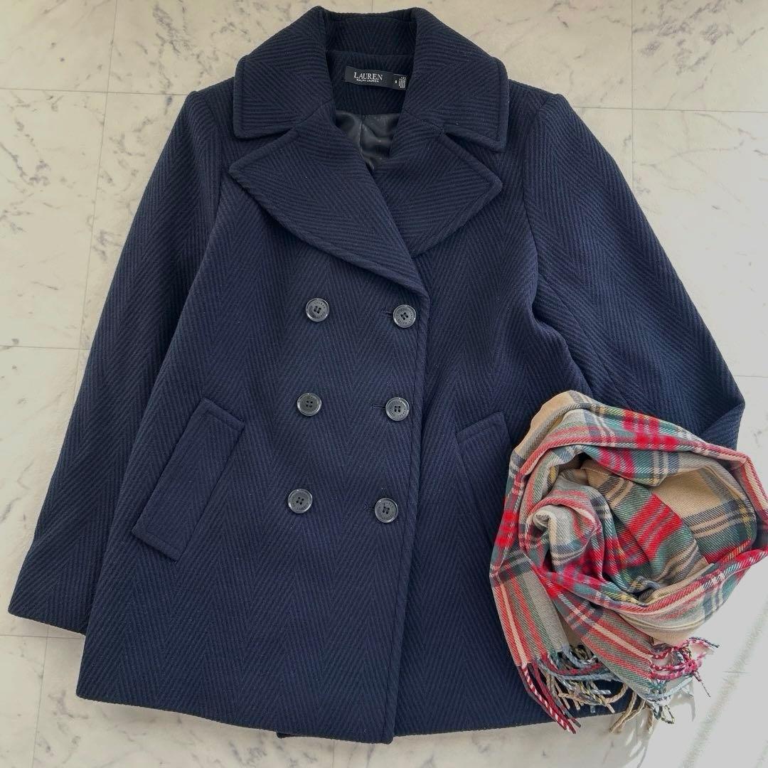 LAUREN RALPH LAUREN ヘリンボーン柄 ダブルブレスト コート RALPH LAUREN｜ダブルブレステッド ヘリンボーン コート | Rakuten