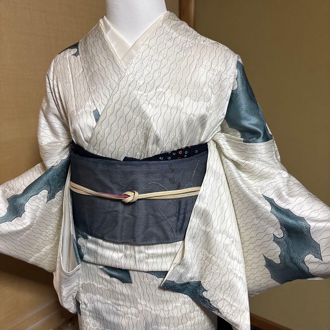 美品 化繊 単衣 江戸小紋 フルセット 4点 身丈168 裄69 - メルカリ