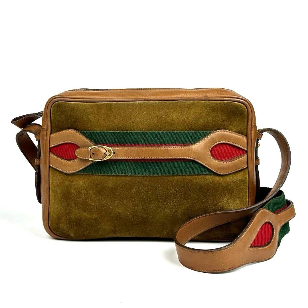 【美品】グッチ　ショルダーバッグ　シェリーライン　スエード　レザー　ブラウン 美品】グッチ ジャッキー ショルダーバッグ シェリーライン スエード