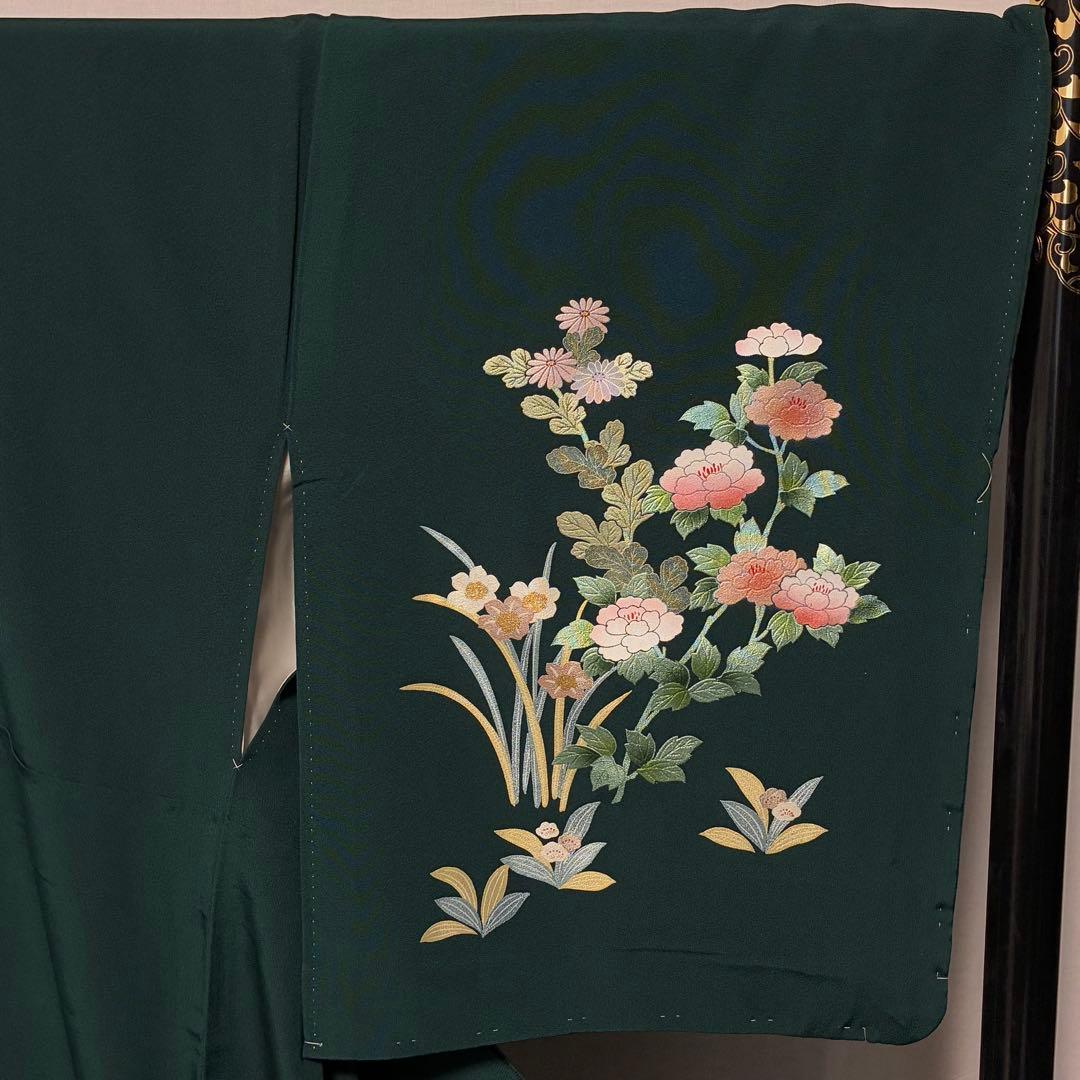 D304 訪問着 花模様 箔 正絹 着物 袷 しつけ糸付き未使用極美品 - メルカリ