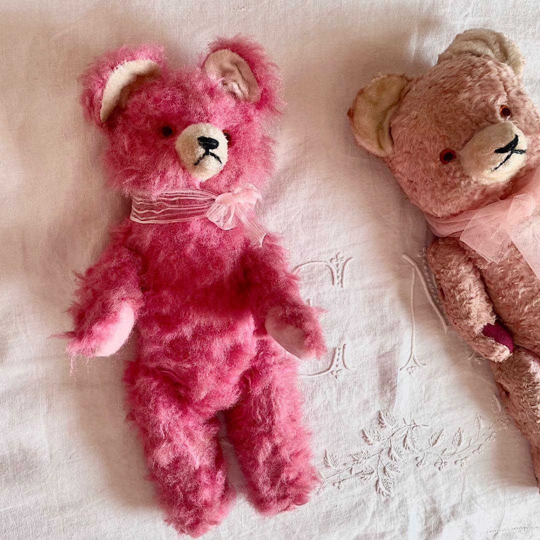 Vintage】 ピンク アンティークベア ぬいぐるみ ドイツ 1940 - メルカリ