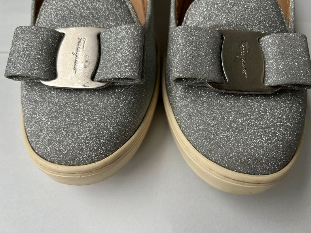 Ferragamo スニーカー ラメ シルバー 24cm 23.5cm ７D