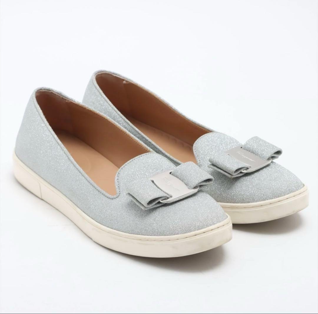 Ferragamo スニーカー ラメ シルバー 24cm 23.5cm ７D