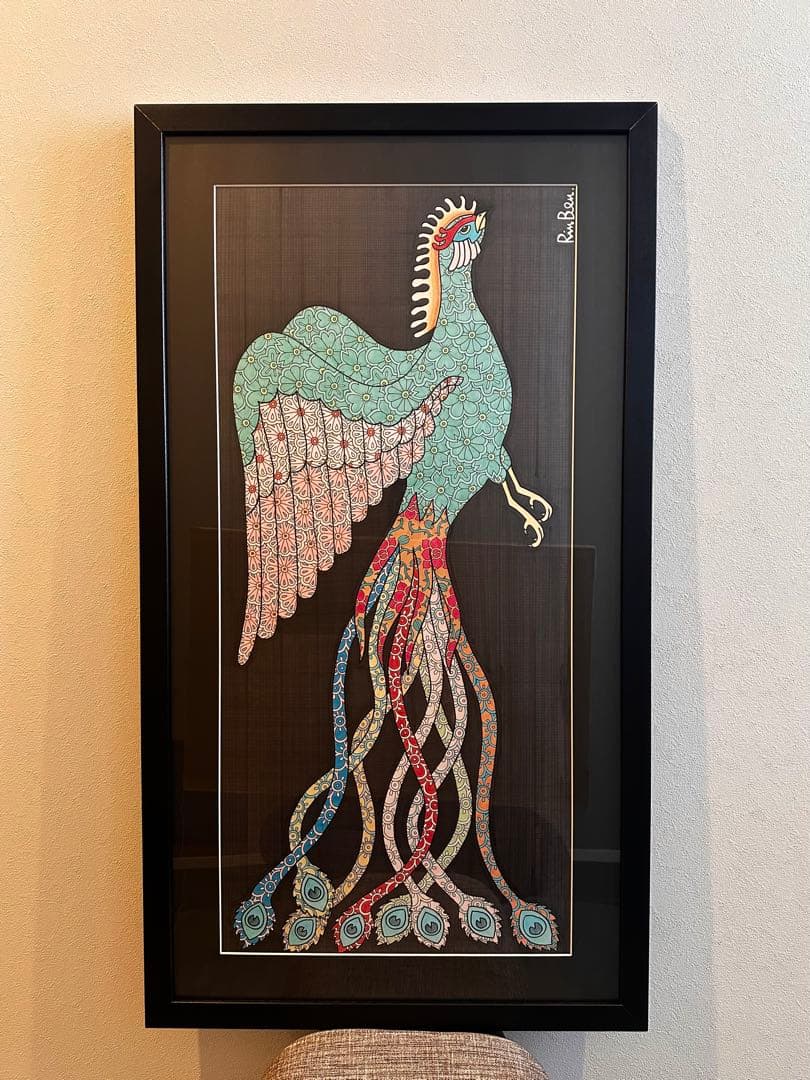 希少品】RinBen リンベン 鳳凰 ホウオウ 開運 アート 絵画 額縁付き