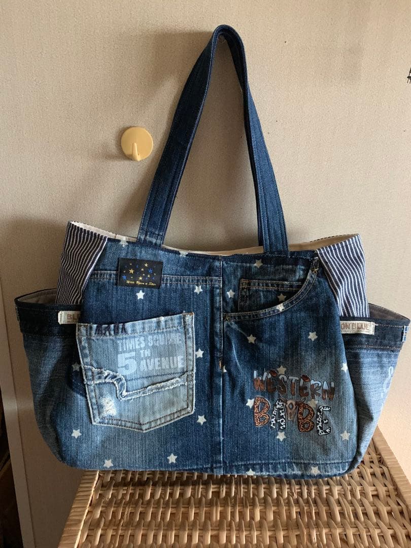 《さよちゃん》【まんまるトートバッグ(L)×3点】デニムリメイク