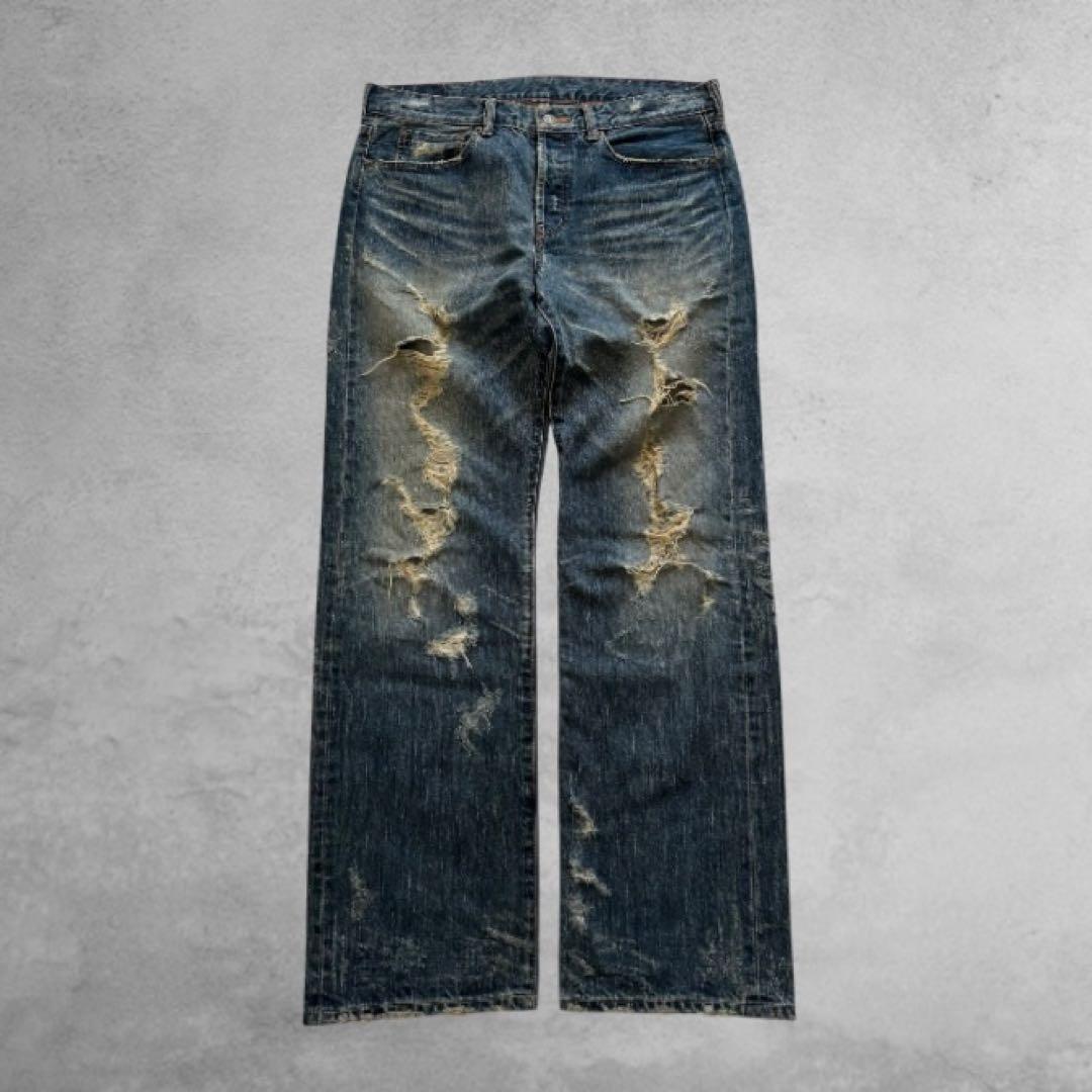 00's y2k ダメージデニム フェード ヒゲ グランジ archive 00's y2k ダメージデニム フェード ヒゲ グランジ archive - メルカリ