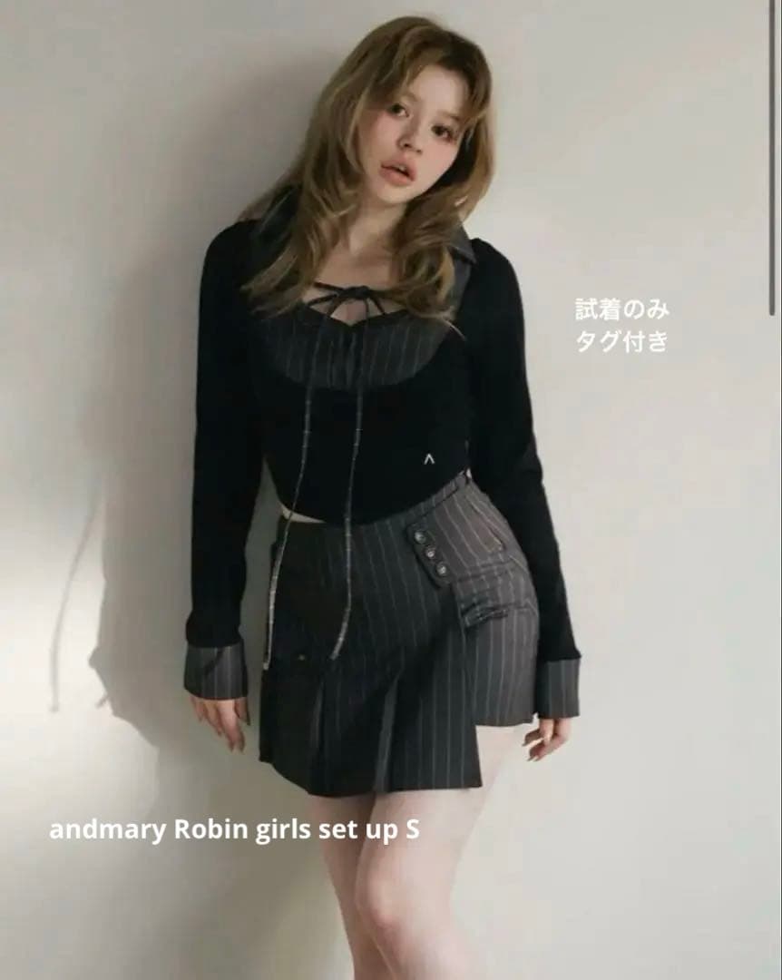 andmary Robin girls set up gray Sサイズ - メルカリ