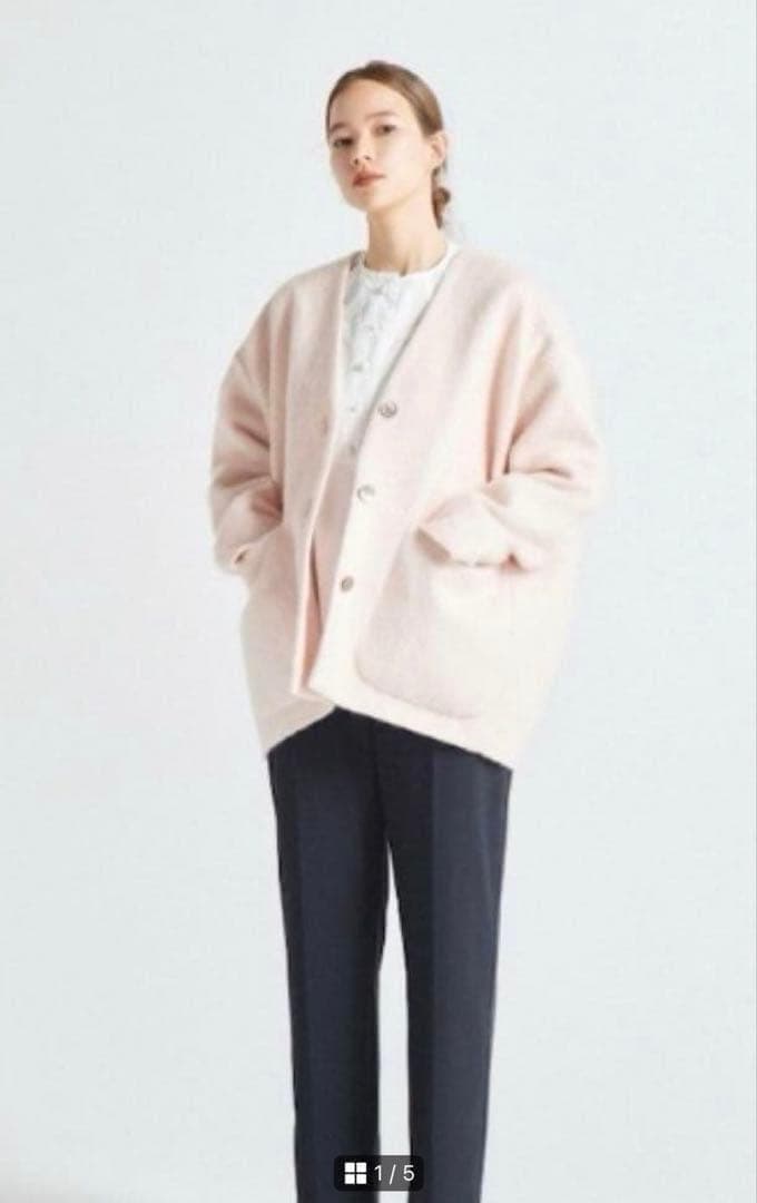 完売品＊yori ウール モヘア シャギージャケット ピンク ノーカラー